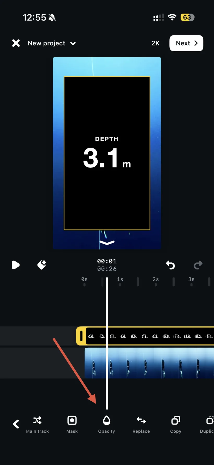 With the overlay selected, open its Opacity settings.