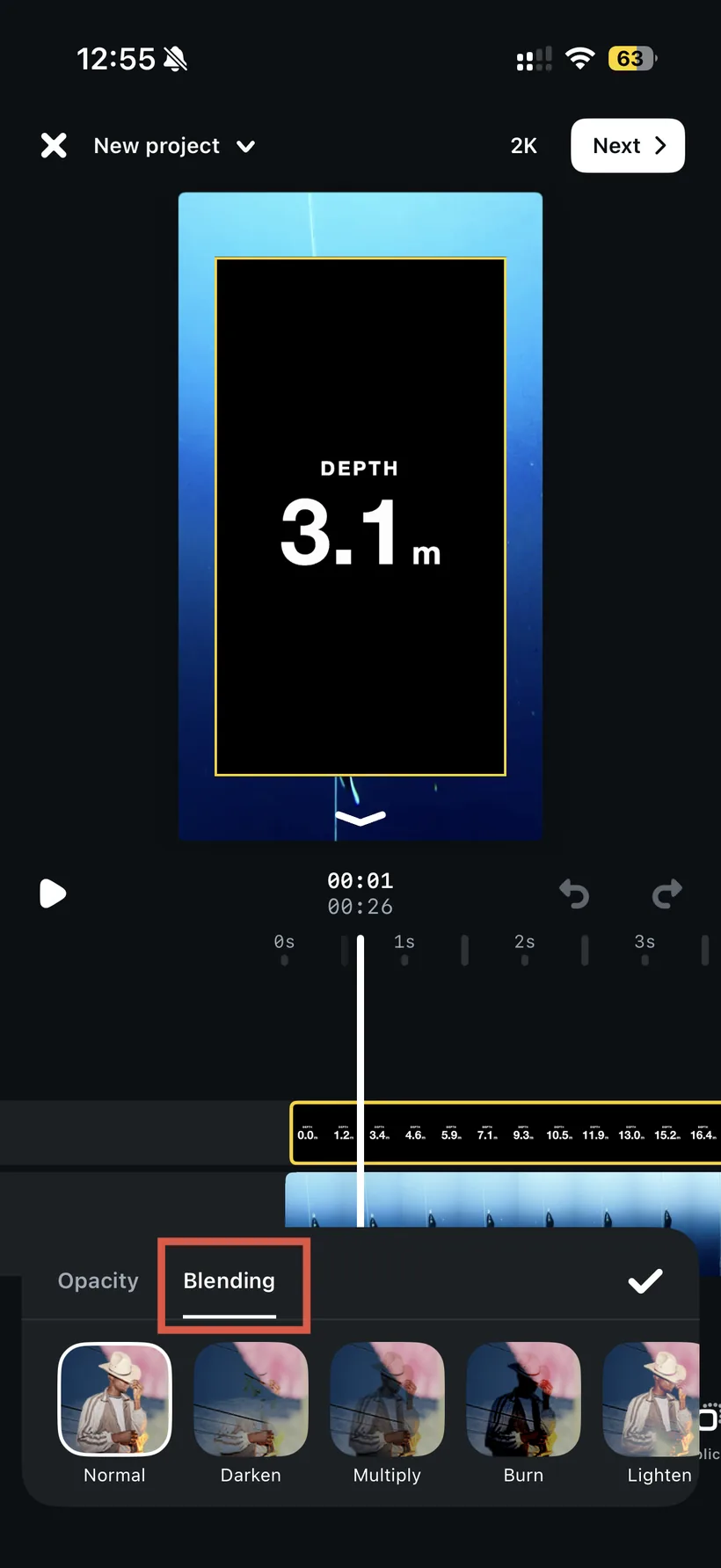 Switch from Opacity to the Blending tab.